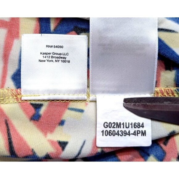 Vintage Y2K ANNE KLEIN Orange Blue Geometric Sleeveless Top Surplice Neck Size M - Picture 5 of 6